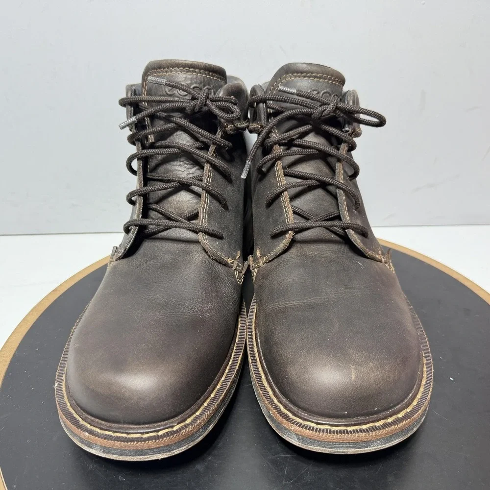 Ecco Boots Mens Size 10 Brown Leather Lace Up Dry Ankle Casual Outdoor